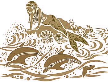 Mermaid and Dolphins Stencil