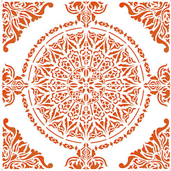 Large Moroccan Ornamental Tile Design Stencil (full repeat)