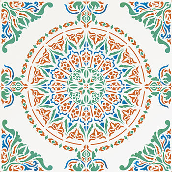 Large Moroccan Ornamental Tile Design Stencil (full repeat)