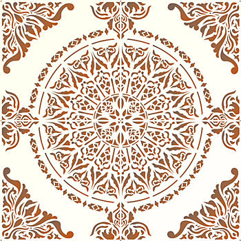 Large Moroccan Ornamental Tile Design Stencil (full repeat)