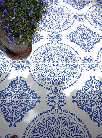 Large Moroccan Ornamental Tile Design Stencil (full repeat)