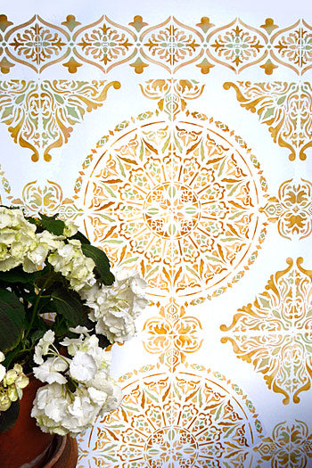 Moroccan Ornamental Tile Design Stencil (rotating repeat)