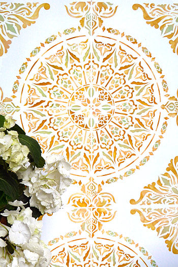 Moroccan Ornamental Tile Design Stencil (rotating repeat)