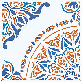 Moroccan Ornamental Tile Design Stencil (rotating repeat)