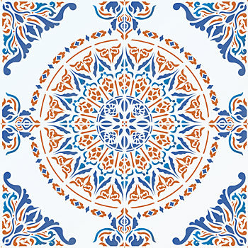 Moroccan Ornamental Tile Design Stencil (rotating repeat)