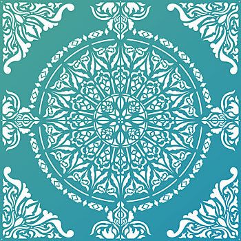 Moroccan Ornamental Tile Design Stencil (rotating repeat)