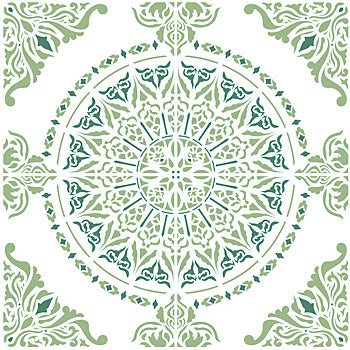 Moroccan Ornamental Tile Design Stencil (rotating repeat)