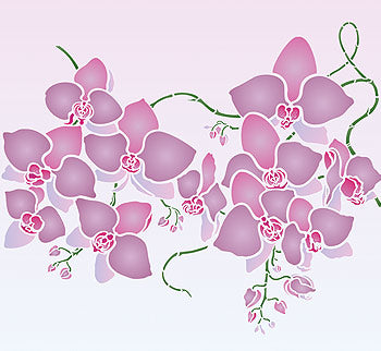 Large Orchid Flowers Stencil