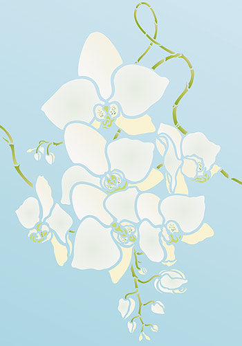 Large Orchid Flowers Stencil