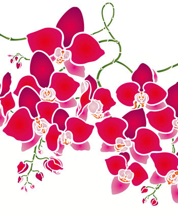 Large Orchid Flowers Stencil