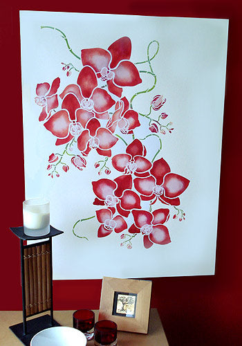 Large Orchid Flowers Stencil