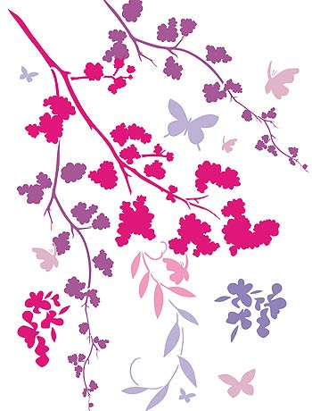 Oversize Flower Silhouettes Stencil