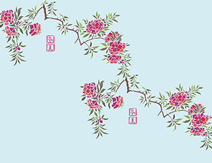 Chinese Azalea Flower Stencil