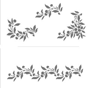 Oversize Cherry Border and Corner Stencil