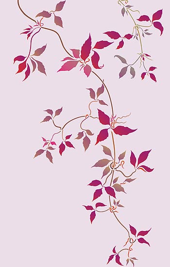 Oversize Trailing Clematis Leaves Stencil 1