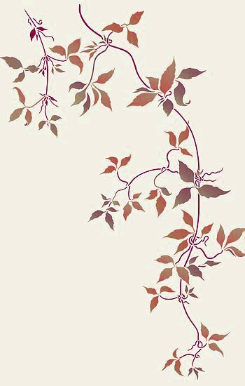 Oversize Trailing Clematis Leaves Stencil 1