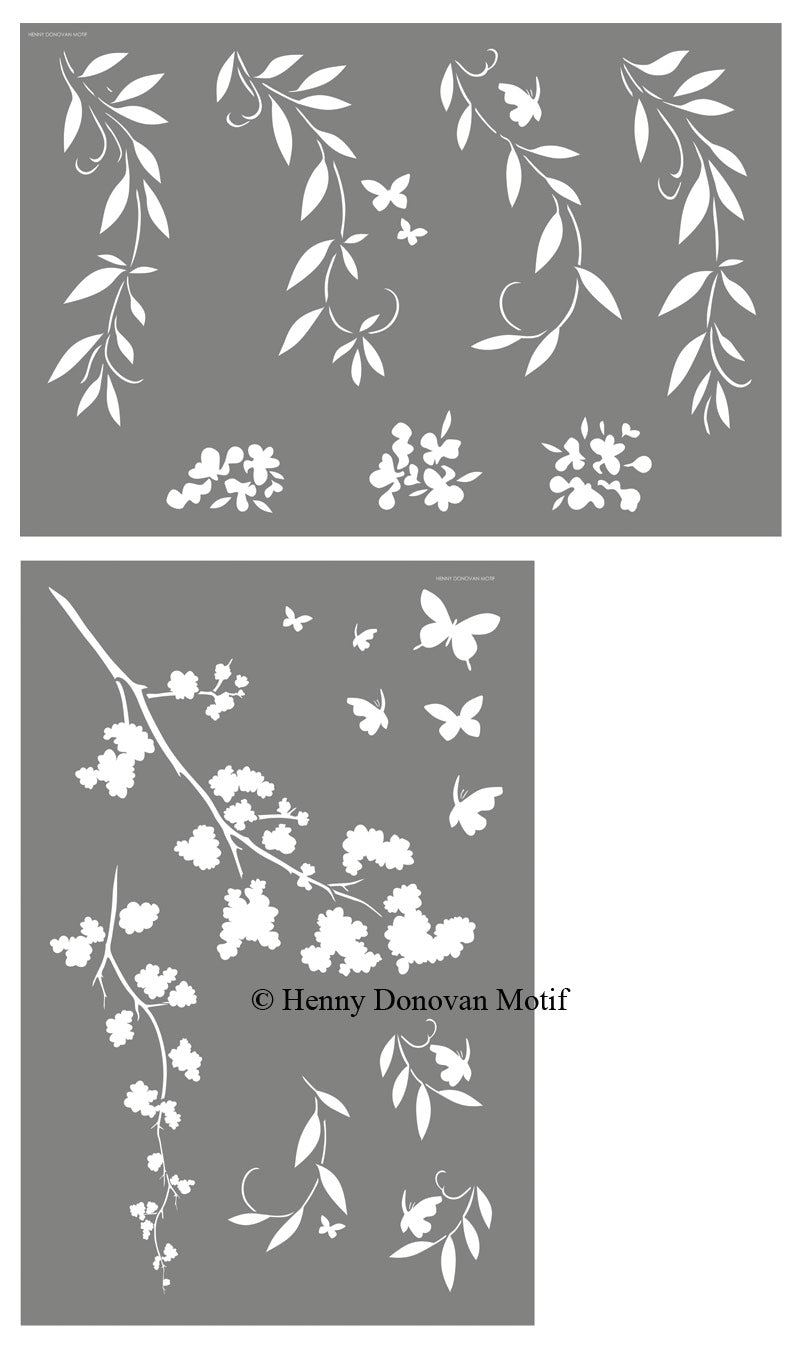 Oversize Flower Silhouettes Stencil