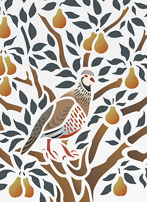 Partridge in a Pear Tree Stencil