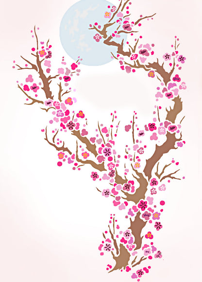 Plum Blossom and Moon Stencil