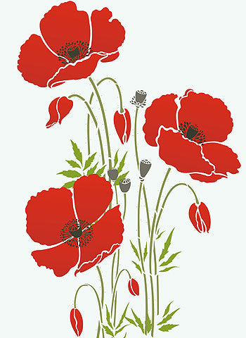 Giant Poppy Flowers Stencils 1, 2 & 3