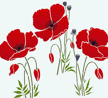 Giant Poppy Flowers Stencils 1, 2 & 3