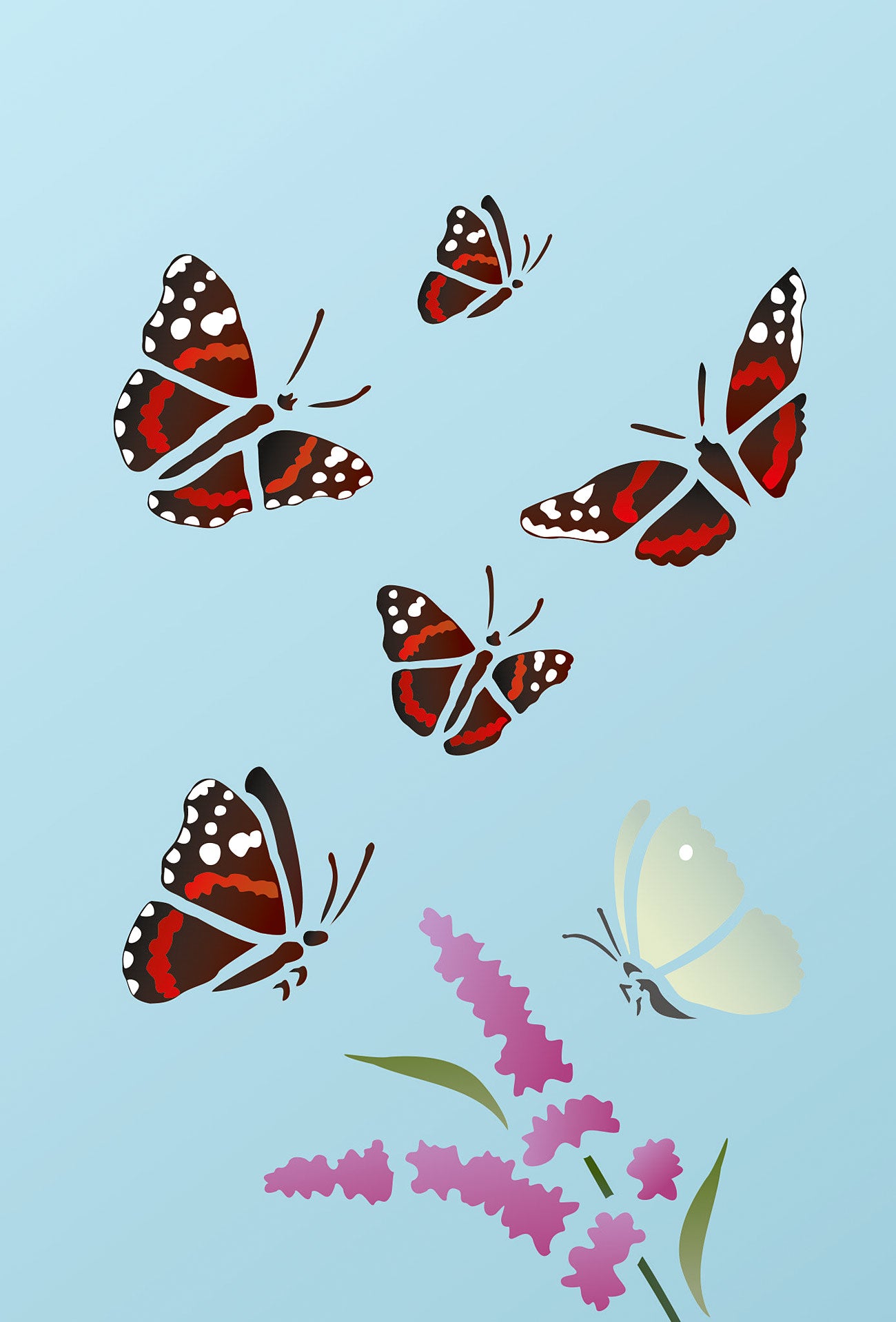 Red Admiral Butterfly Stencil 1