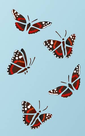 Red Admiral Butterfly Stencil 2