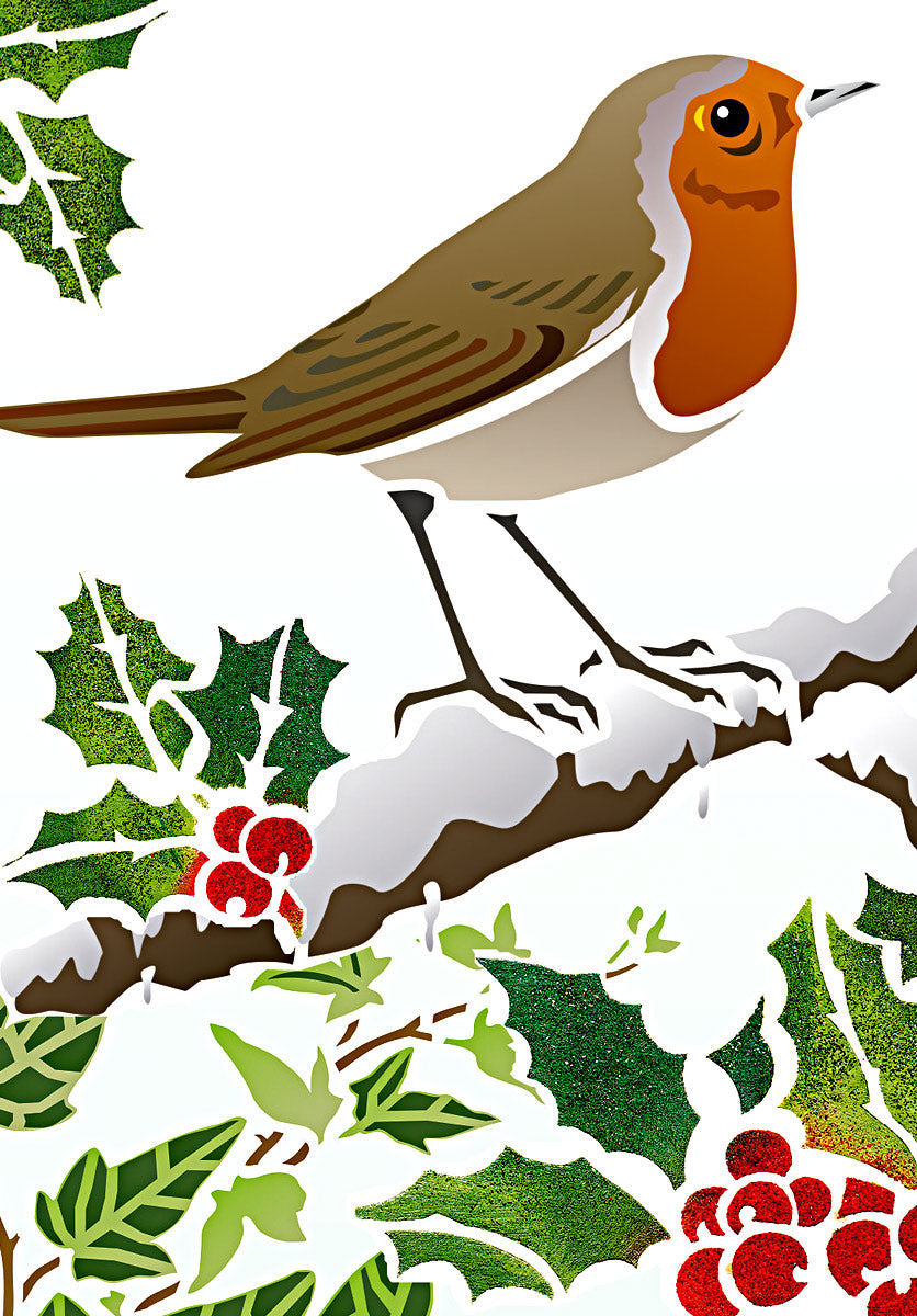 Christmas Robin Stencil