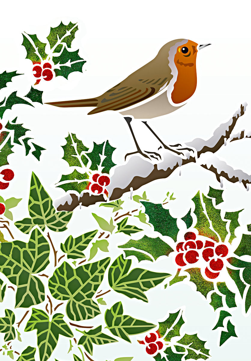 Christmas Robin Stencil