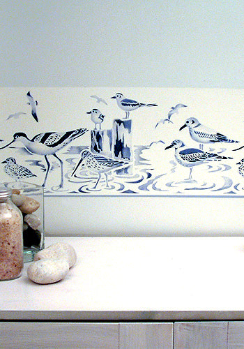 Coastal Birds Border Stencil