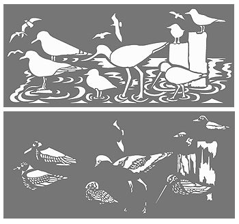 Coastal Birds Border Stencil