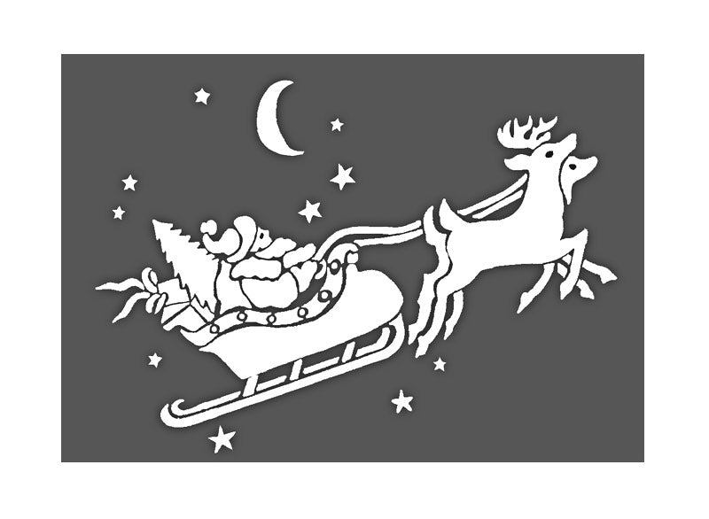 Small Sleigh and Reindeer Stencil