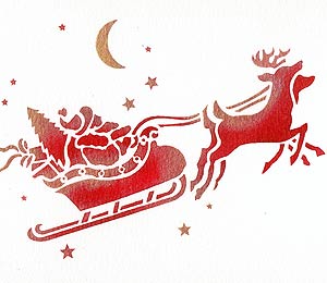 Small Sleigh and Reindeer Stencil