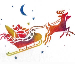 Small Sleigh and Reindeer Stencil