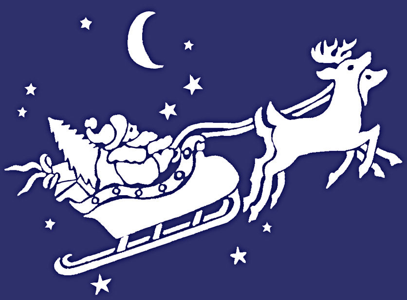 Small Sleigh and Reindeer Stencil