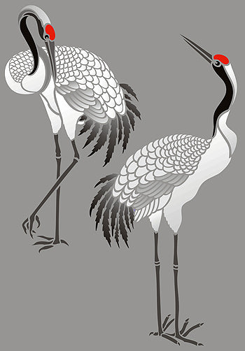 Large Standing Cranes Stencil