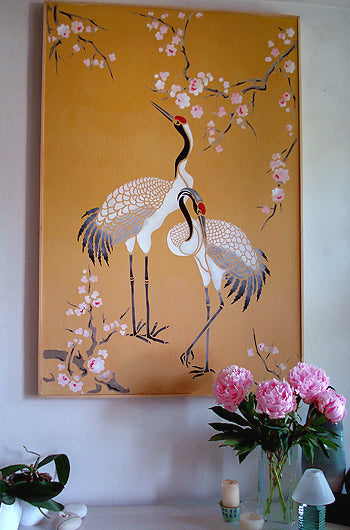 Large Standing Cranes Stencil