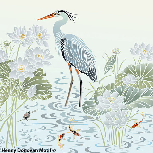 (5 Pack) Heron and Lotus Waterlilies Cards