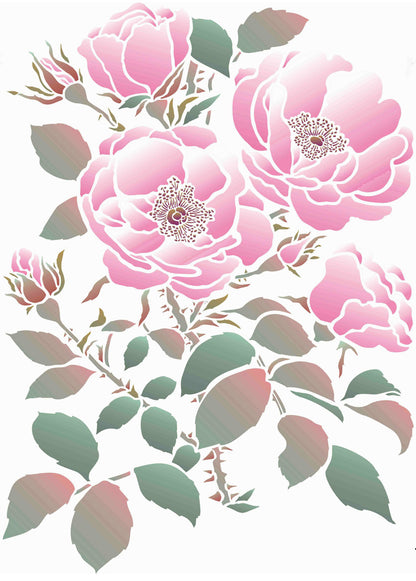 Oversize Wild Rose Stencil