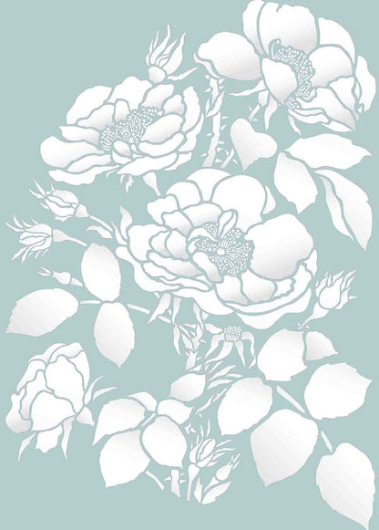 Oversize Wild Rose Stencil