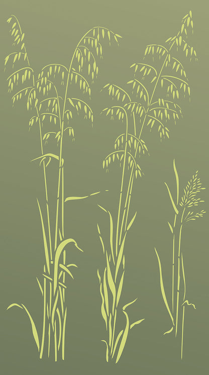 Wild Slender Oat Grass Stencil