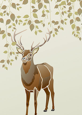 Large Wild Stag Stencil 1