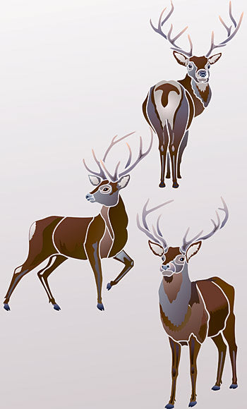 Large Wild Stags Stencils 1, 2 and 3 Theme Pack