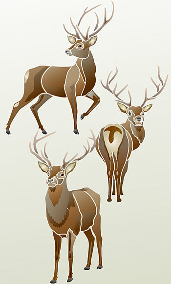 Large Wild Stags Stencils 1, 2 and 3 Theme Pack