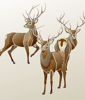 Large Wild Stags Stencils 1, 2 and 3 Theme Pack