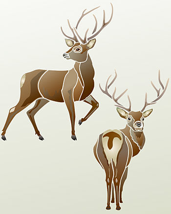 Large Wild Stags Stencil 2 and 3