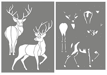 Large Wild Stags Stencils 1, 2 and 3 Theme Pack