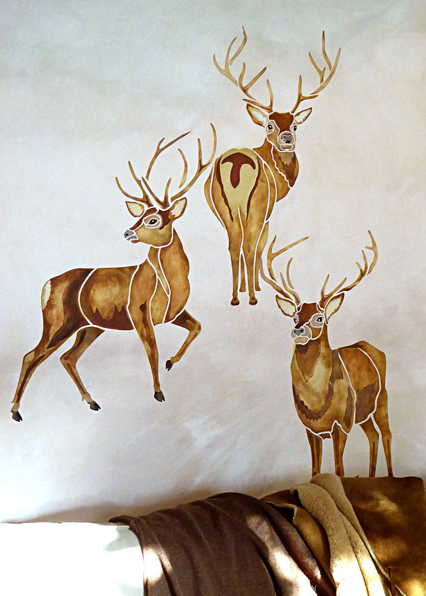 Large Wild Stags Stencils 1, 2 and 3 Theme Pack