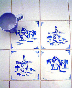 Toile Windmill and Horses Stencil