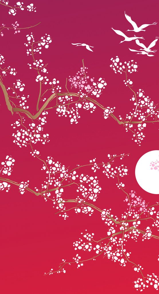 Cherry Blossom and Moon Stencil
Top of the range large design
3 sheet stencil
The Cherry Blossom & Moon Stencil - branch, flower and moon stencil is a delicate large blossom stencil for friezes and striking wall features. Ideal for creating beautiful blossom features in bedrooms, dressing rooms, living areas and more.

The Cherry Blossom & Moon Stencil, for cutting edge decorators, is a fantastic 3 sheet designer stencil of beautiful, soft clumps of blossom around a graceful, elegantly shaped bough, with angular off-shoots, tapering to a fine point. Plus a moon motif for a tranquil, eastern feel and extra blossom motifs for creating a fuller effect. See size and layout specifications below.